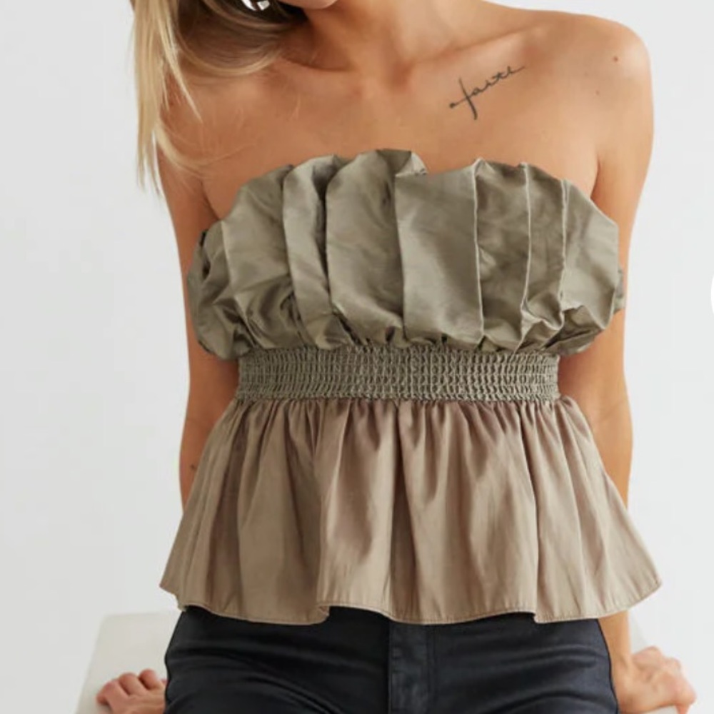 Gracie Strapless Taffeta Peplum Top